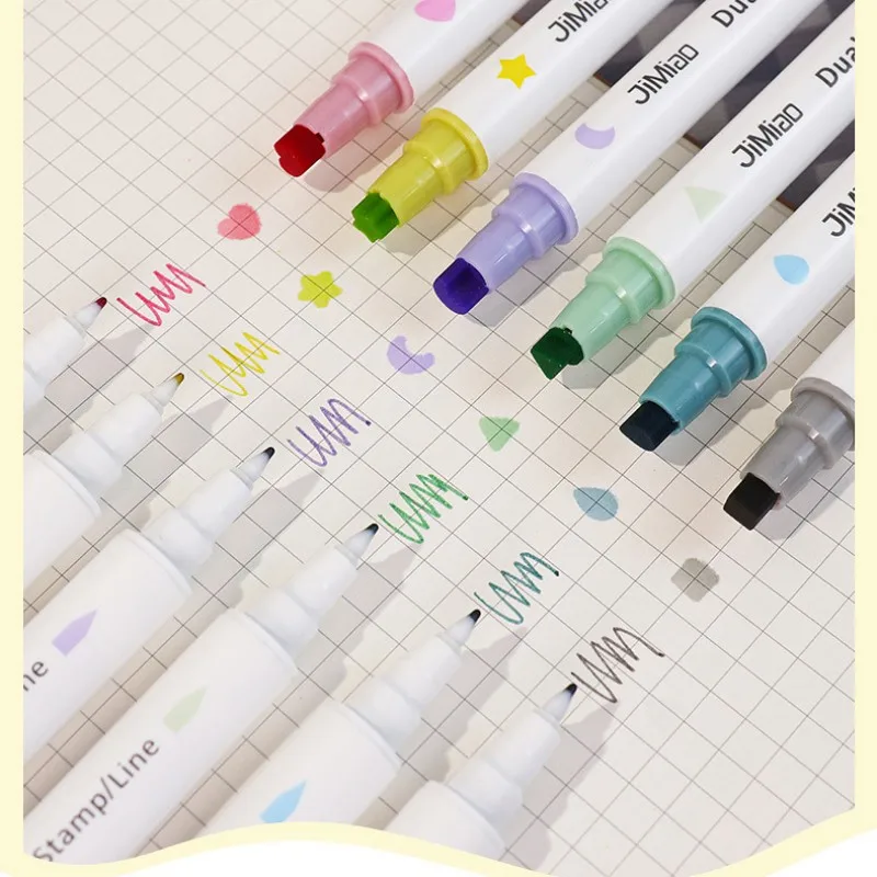

6 Colors Curve Highlighter Pens Pastel Markers Dual Tip For Girl Drawing Notebook Diary Decoration Kawaii Stationery School