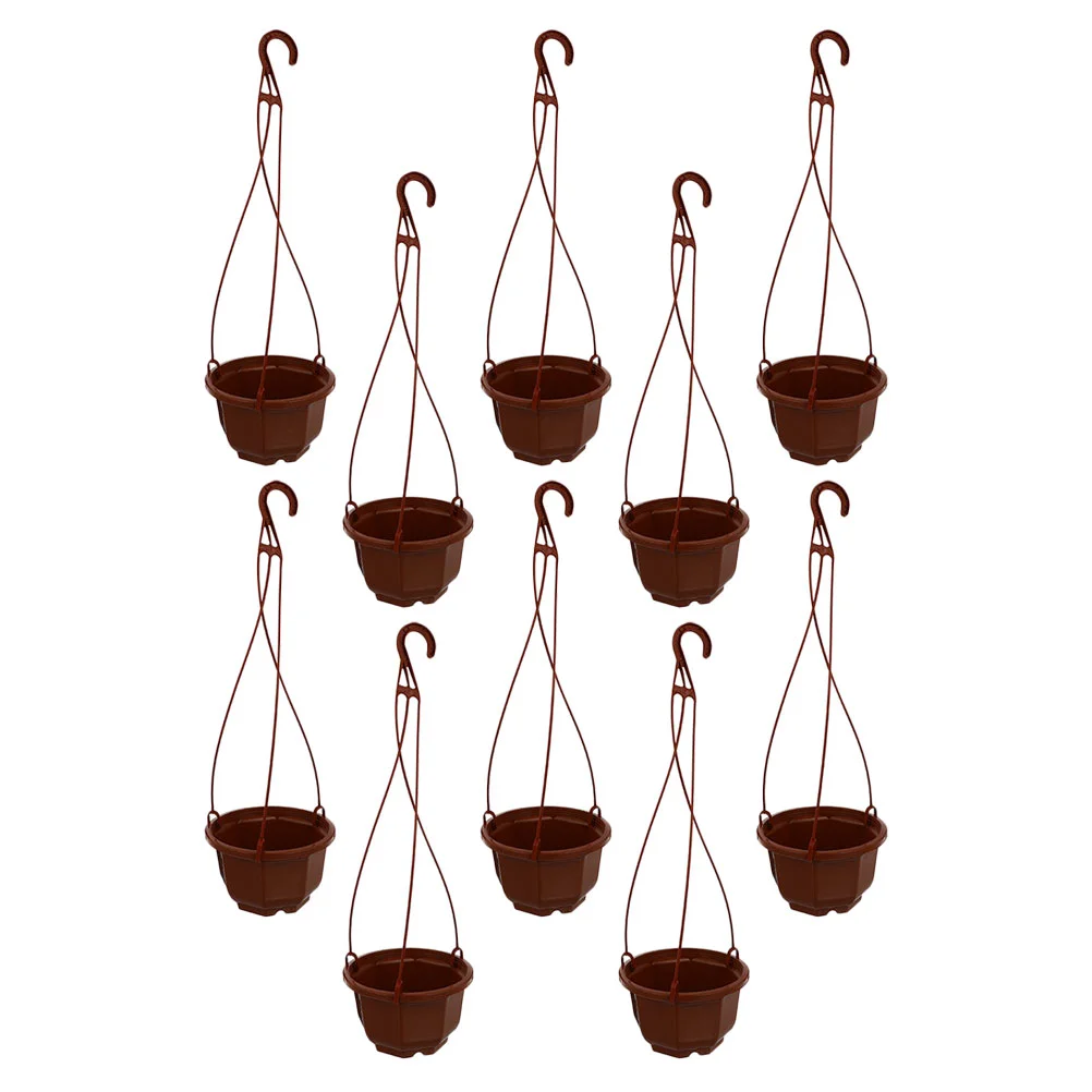 

10 Sets Potted Flower Hanging Holders Wall Planter Plant Containers Hanging Flower Pot Railing Planter Hanging Plant Holder
