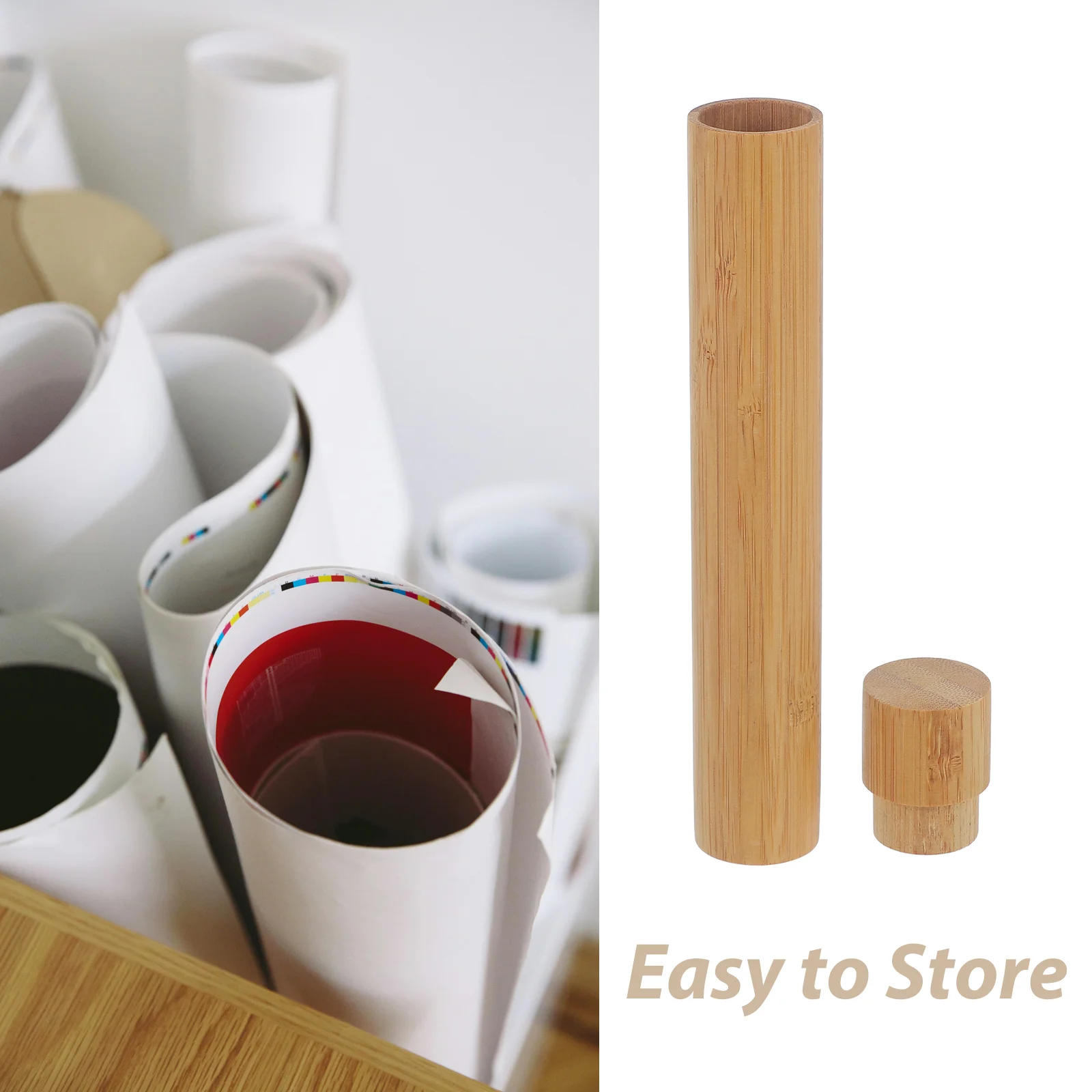 Бамбуковая трубка для хранения бумажный плакат чертежный рисунок многоразовые