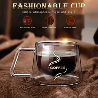 glass coffee cup double layer vacuum transparent cup milk whiskey tea heat resistant cocktail vodka glass heat insulated cup