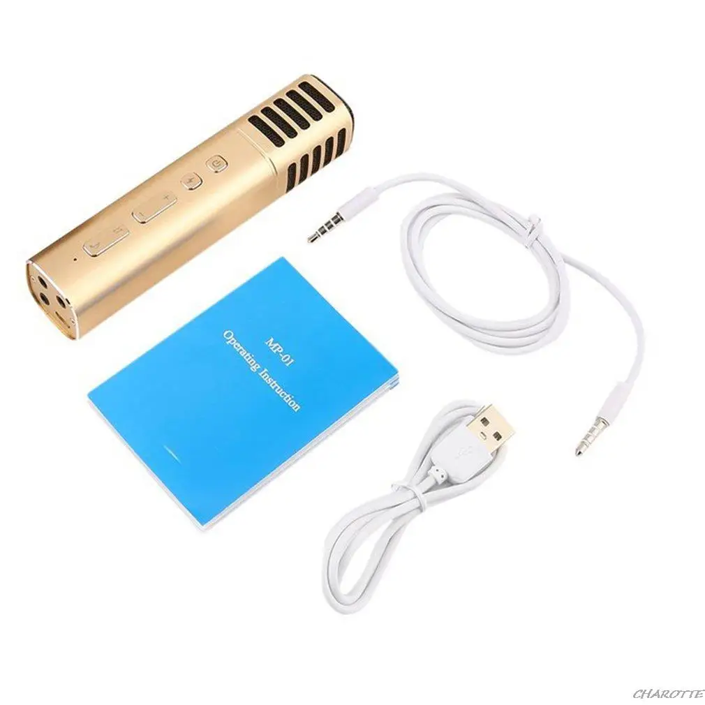 

Portable Electret Recording Microphone Live Reverb Sound Effects Loseless Mobile Phone High Fidelity Karaoke with AUX Port