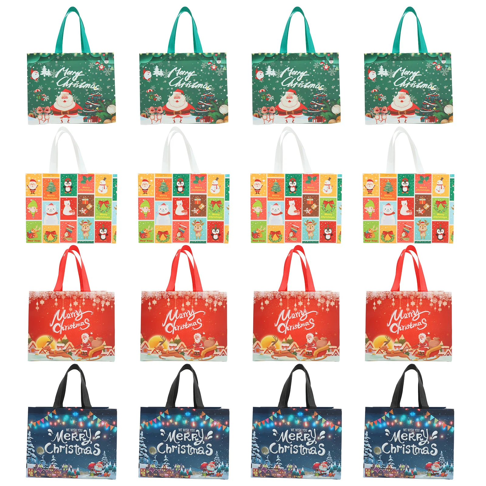 

16 Pcs Reusable Shopping Handbag Bags Christmas Non-woven Gift Grocery Handbags Tote