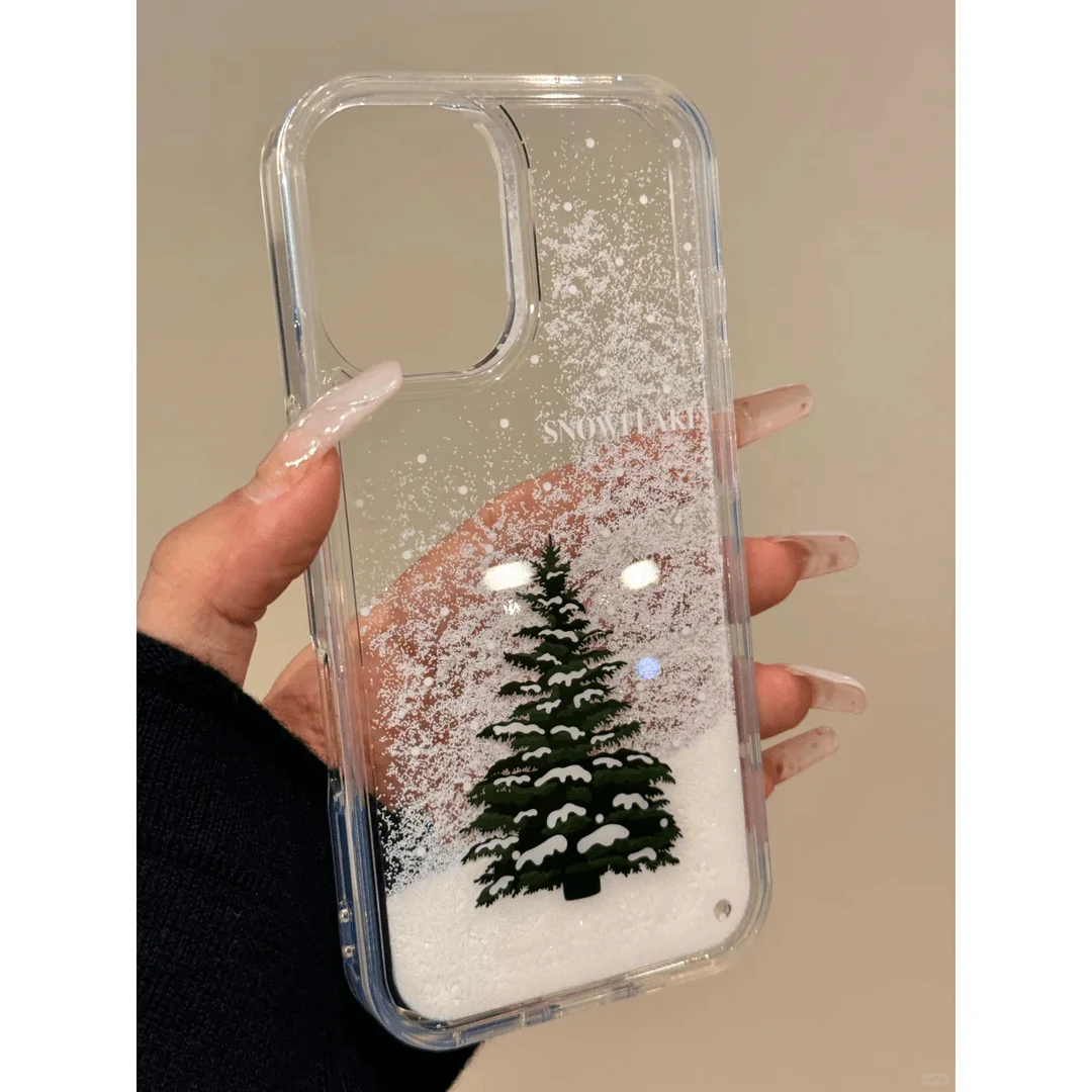 Фото Чехол для телефона для iPhone 16, 15, 14, 13, 12, 11, 8 7 6, 6S XS X XR Mini Pro Max Plus INS с принтом рождественской елки, снежный зыбучий песок, прозрачный чехол №3