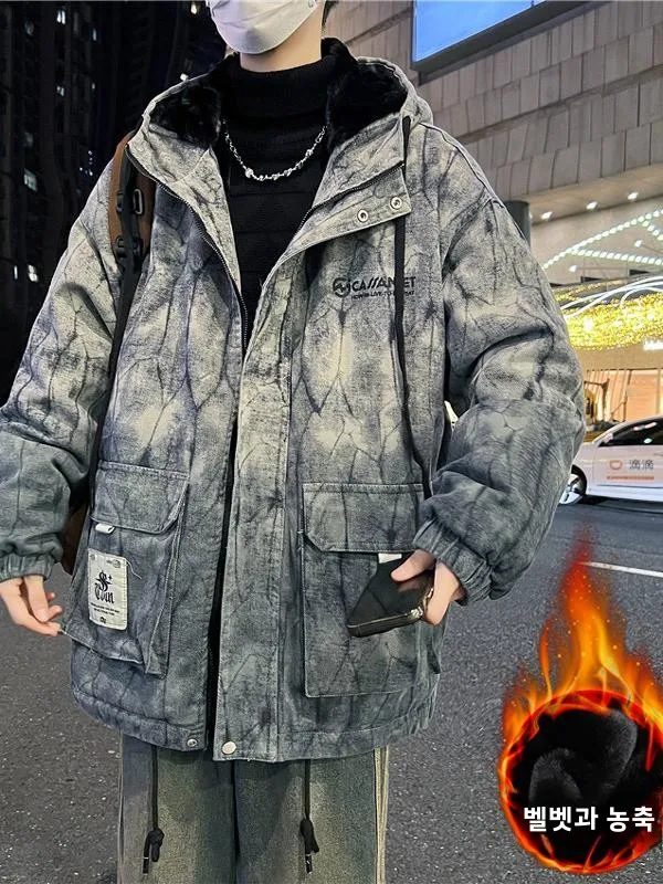 Зимнее утолщенное пальто на флисовой подкладке с хлопковой подкладкой. Верхняя