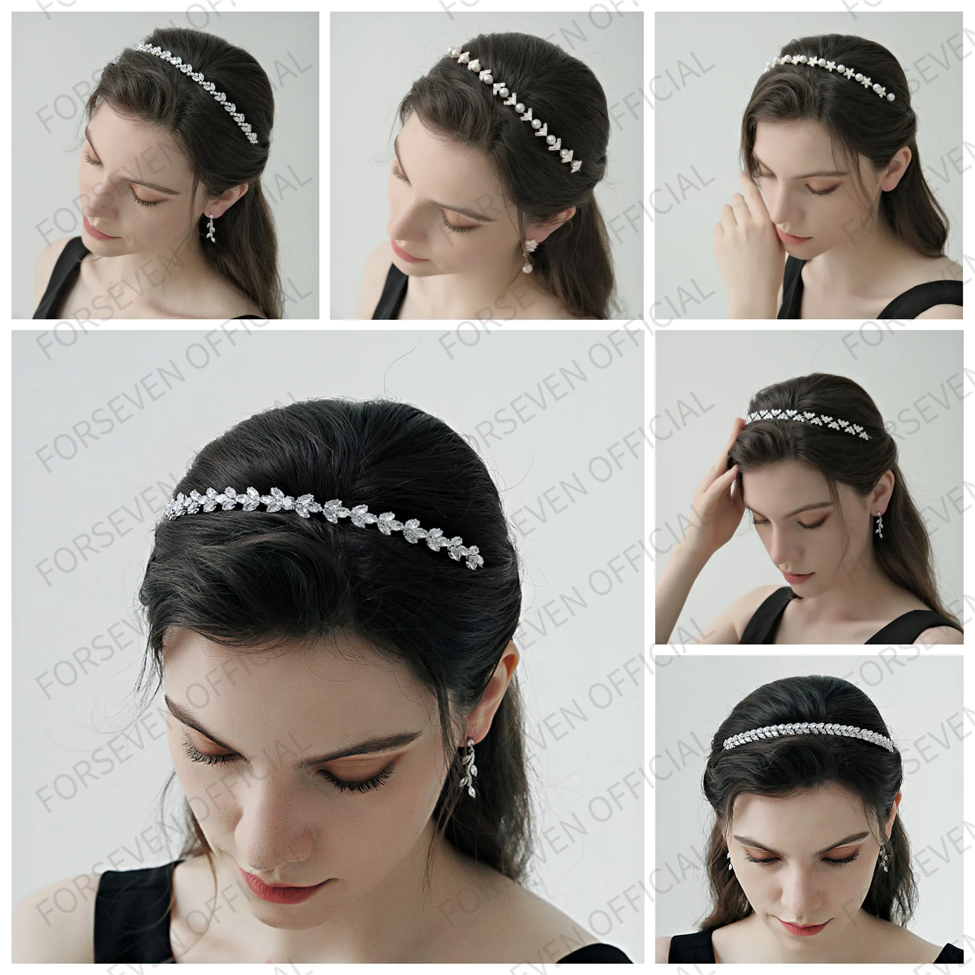 

Luxury Zircon Headbands Bride Hair Accessories Women Ladies Temperament Hairbands Simple Elegant Leaf Pearl Wedding Hair Hoop
