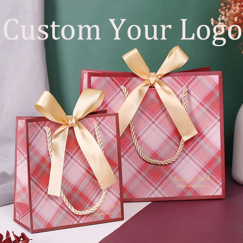 

10pcs Custom Logo Gift Bag For Party Baby Shower Paper Chocolate Package Wedding Favours Birthday Gifts Jewelry Bag