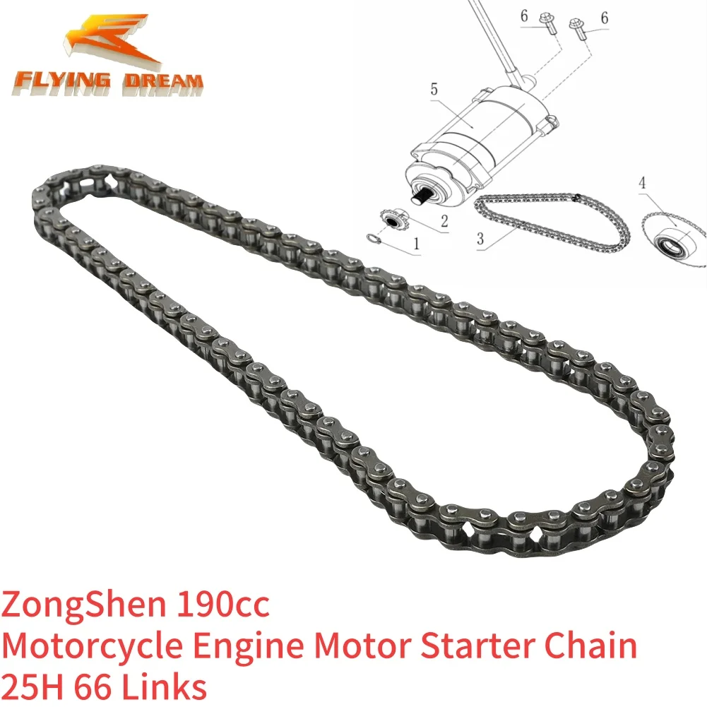 

Оригинальная цепь стартера двигателя ZongShen 25H для Z190 W190 ZS190 Z212 ZS212 Zongshen 190cc 212CC китайский грязевой пит-байк