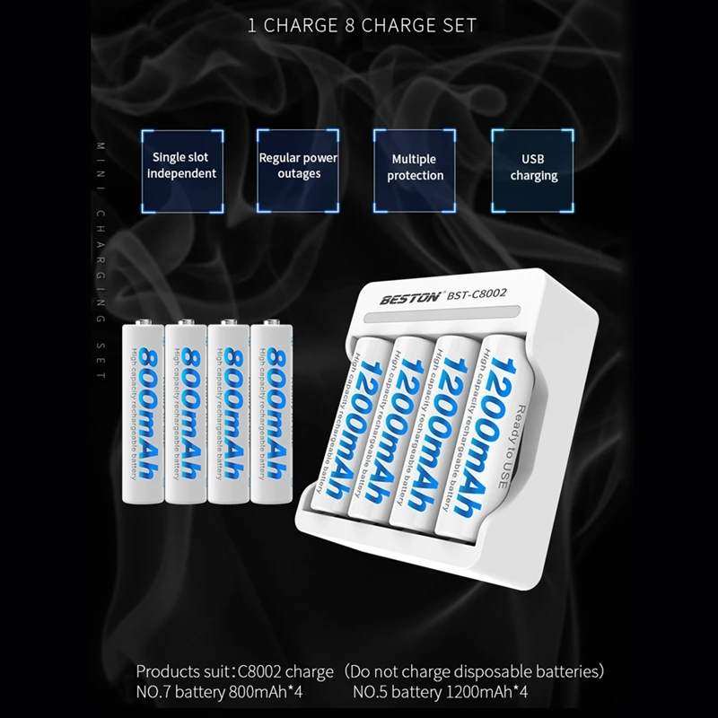 Beston 4 слота быстрое умное интеллектуальное таймерное Зарядное устройство USB для 1