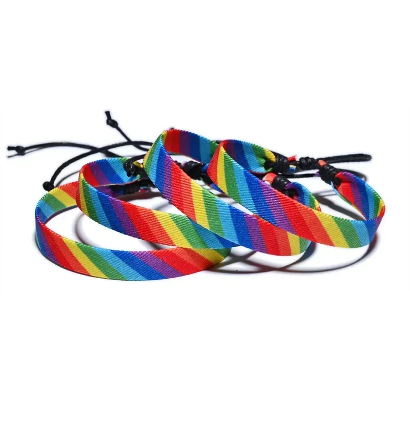 New Ins Woven Rainbow Bracelets LGBT Lesbians Gays Bisexuals Plecione bransoletki dla kobiet Mężczyźni Para Biżuteria Prezent Regulowany