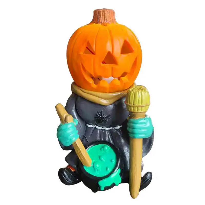 

Halloween Pumpkin Horror Glowing Statue Knight Outdoor Garden Figurine For Patio Lawn Yard Halloween Lantern For Party Table