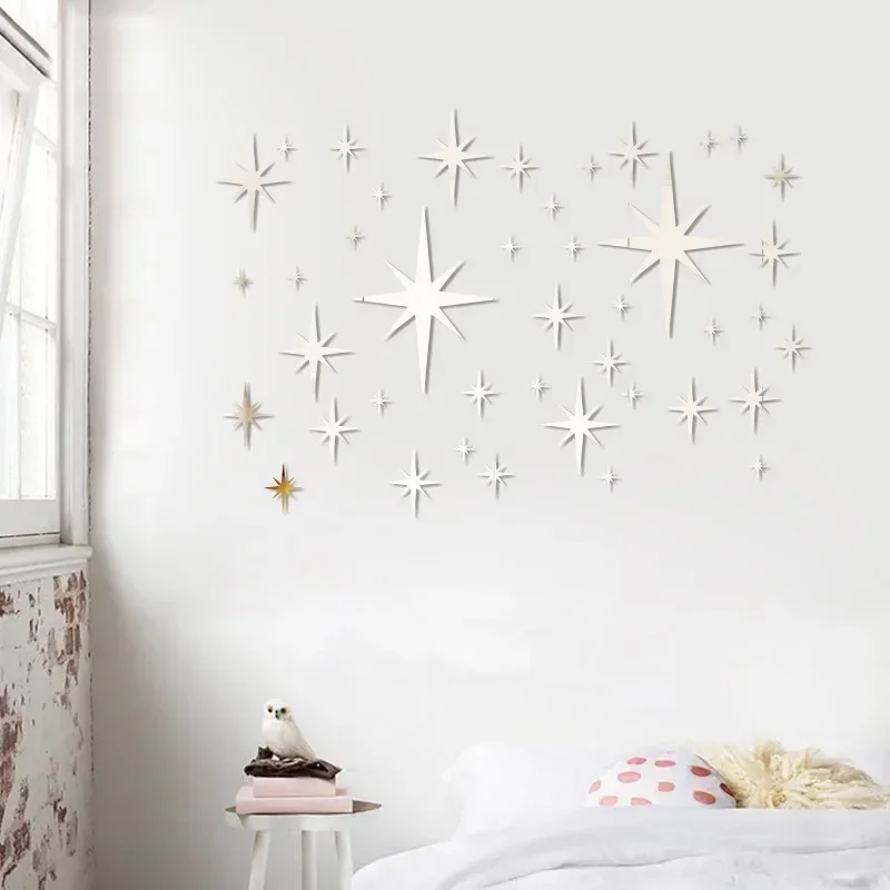 

Зеркальные наклейки звезды акрил 42 шт