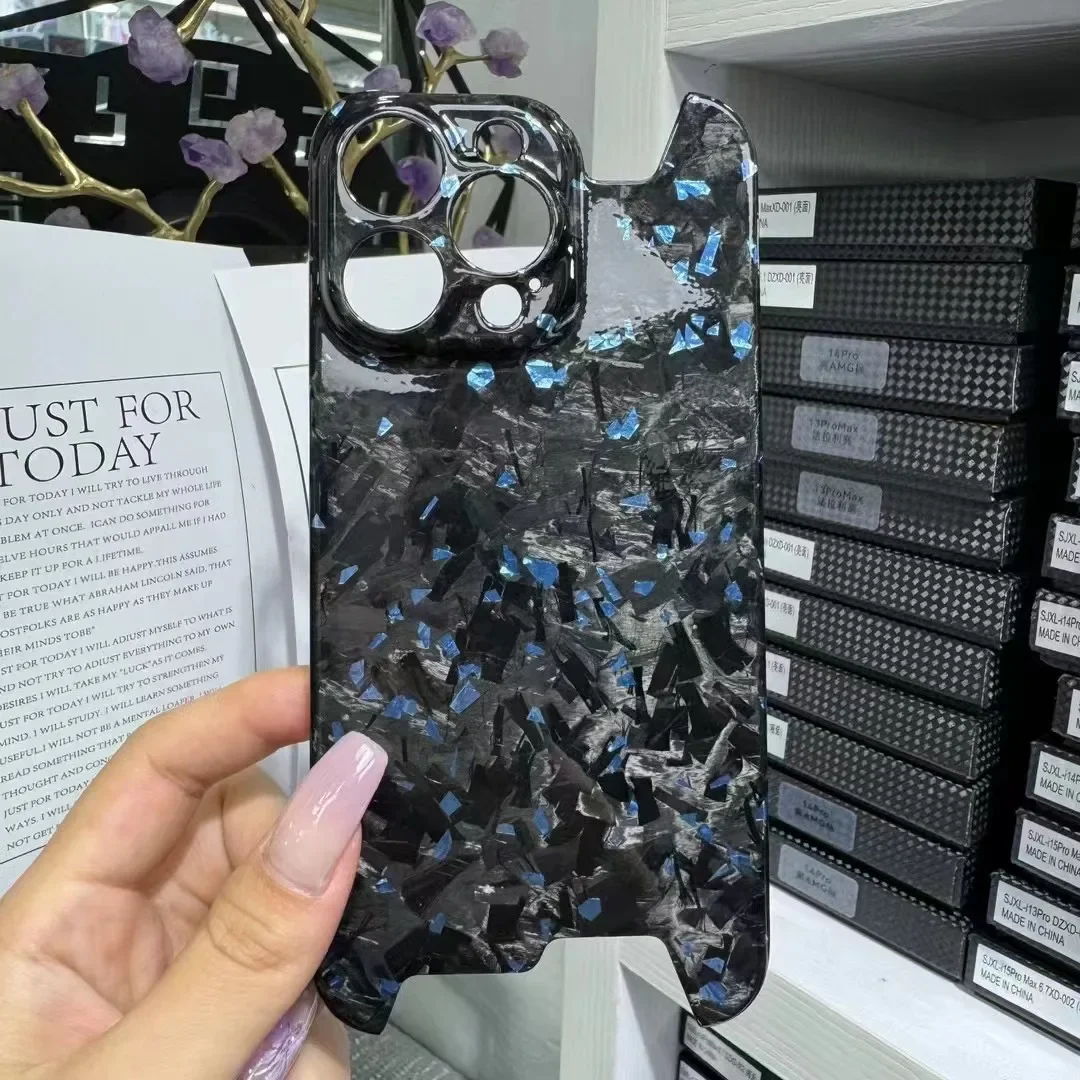 Чехол из натурального углеродного волокна для iPhone 14 15 Pro Max 15Pro блестящий
