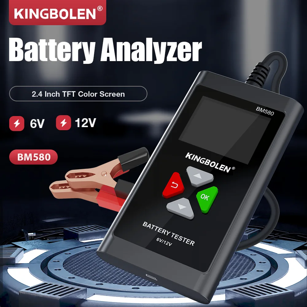 

BM580 Car Battery Tester 6V 12V Analyzer 100-2000CCA 2AH-220AH Reversible Access Clip Voltmeter Voltage Checker Ripple Test Tool