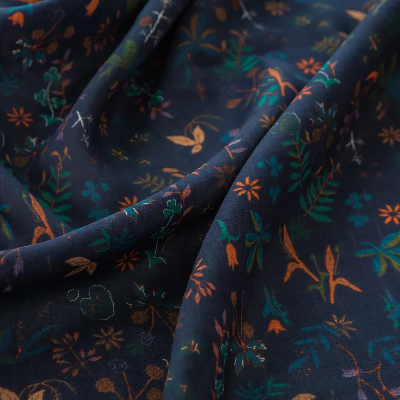 

Linen Fabrics Pure Ramie Cloth Printed Fabric For Dresses Robe Summer Thin high-end fabric Wholesale and retail Apparel Fabrics