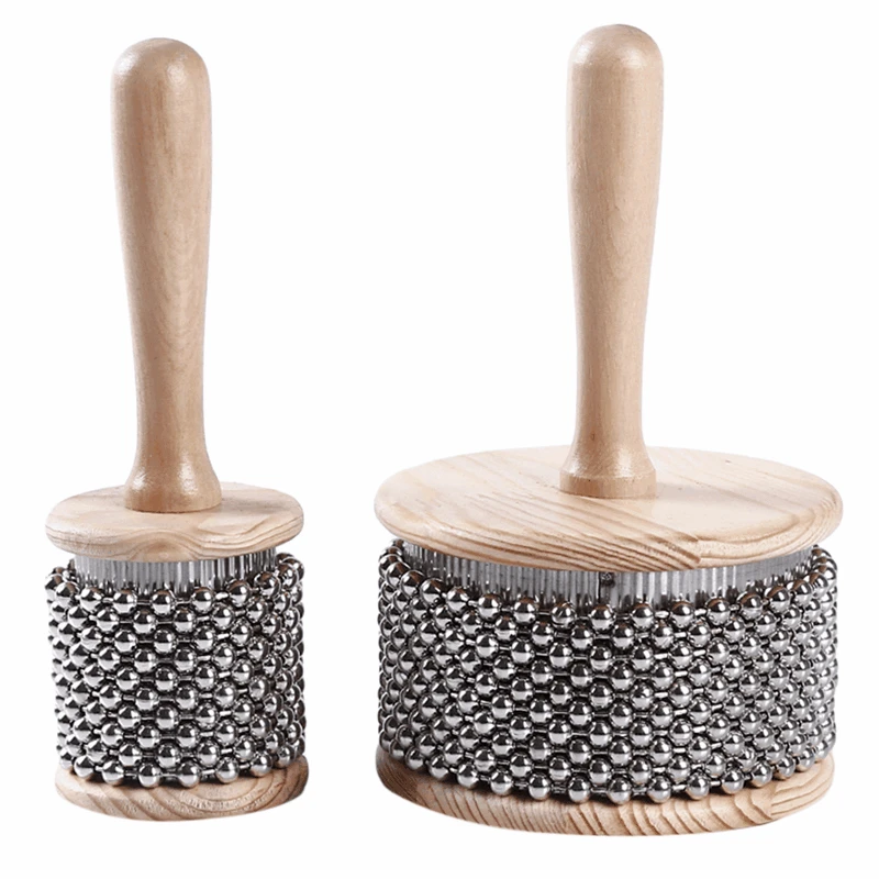 

Wooden Cabasa Metal Beaded Chain Cylinder Pop Hand Shaker Percussion Instrument For Classroom Band Medium Size