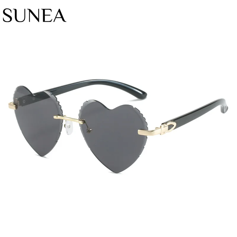 

Heart Shape Sunglasses Ocean Lens Sun Glasses Fashion Rimless Women Sunglass Female Luxry Brand UV400 Gradient Shades Eyewear