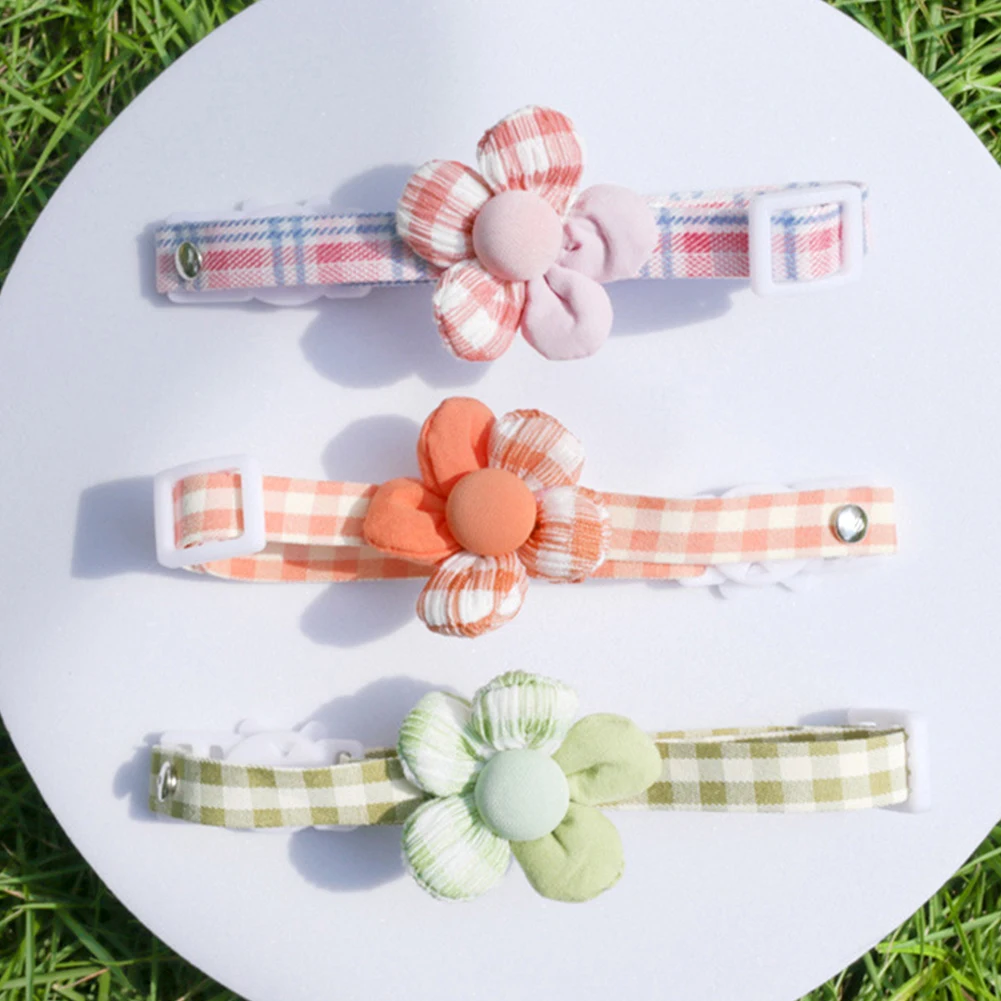 

Регулируемый ошейник для домашних животных с цветами, модное ожерелье для кошек с сетчатым принтом, всесезонный милый ошейник с подвеской д...