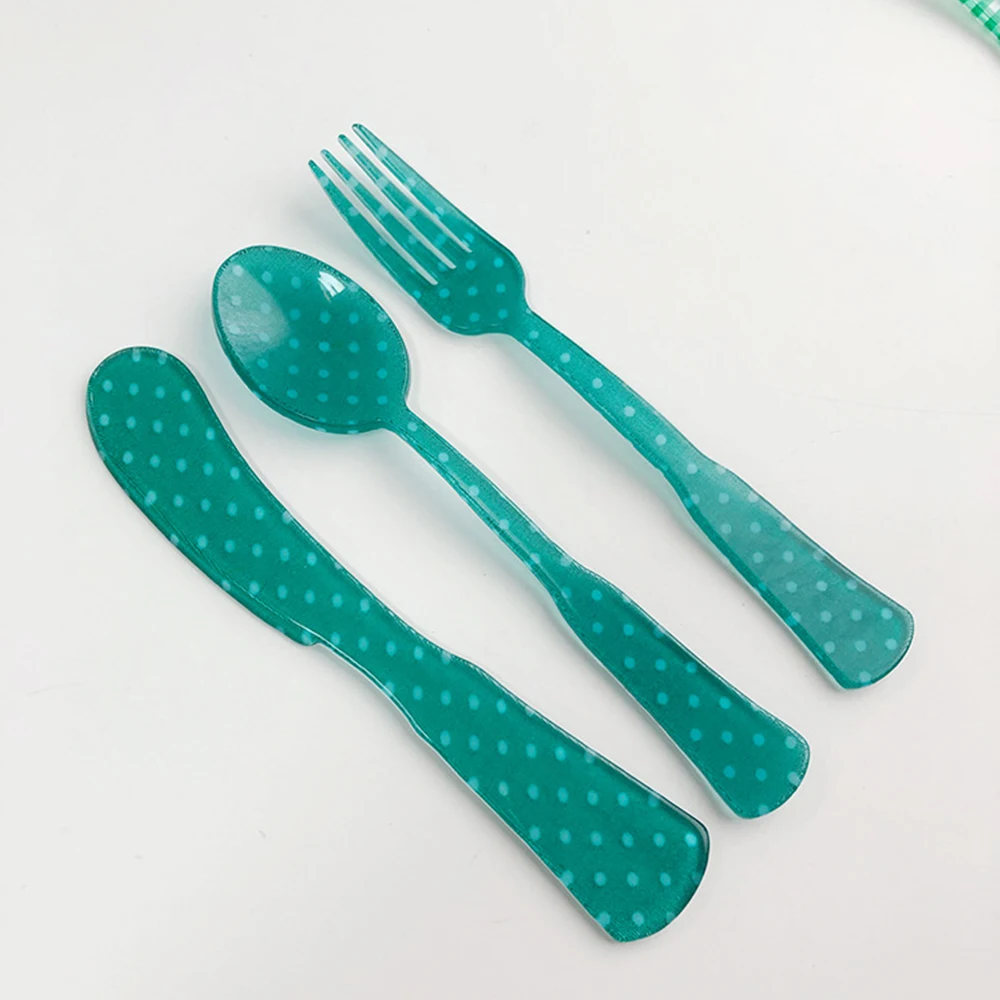 

Ложка и вилка пластиковые клетчатые для чая и кофе, 1 комплект