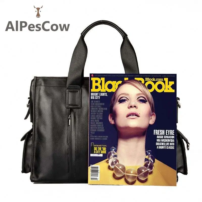 Men's Genuine Leather Design Handbag Tote Bag 100% Alps Cowhide Vintage Briefcase Men Luxury Natural Leather Classic Laptop Bag