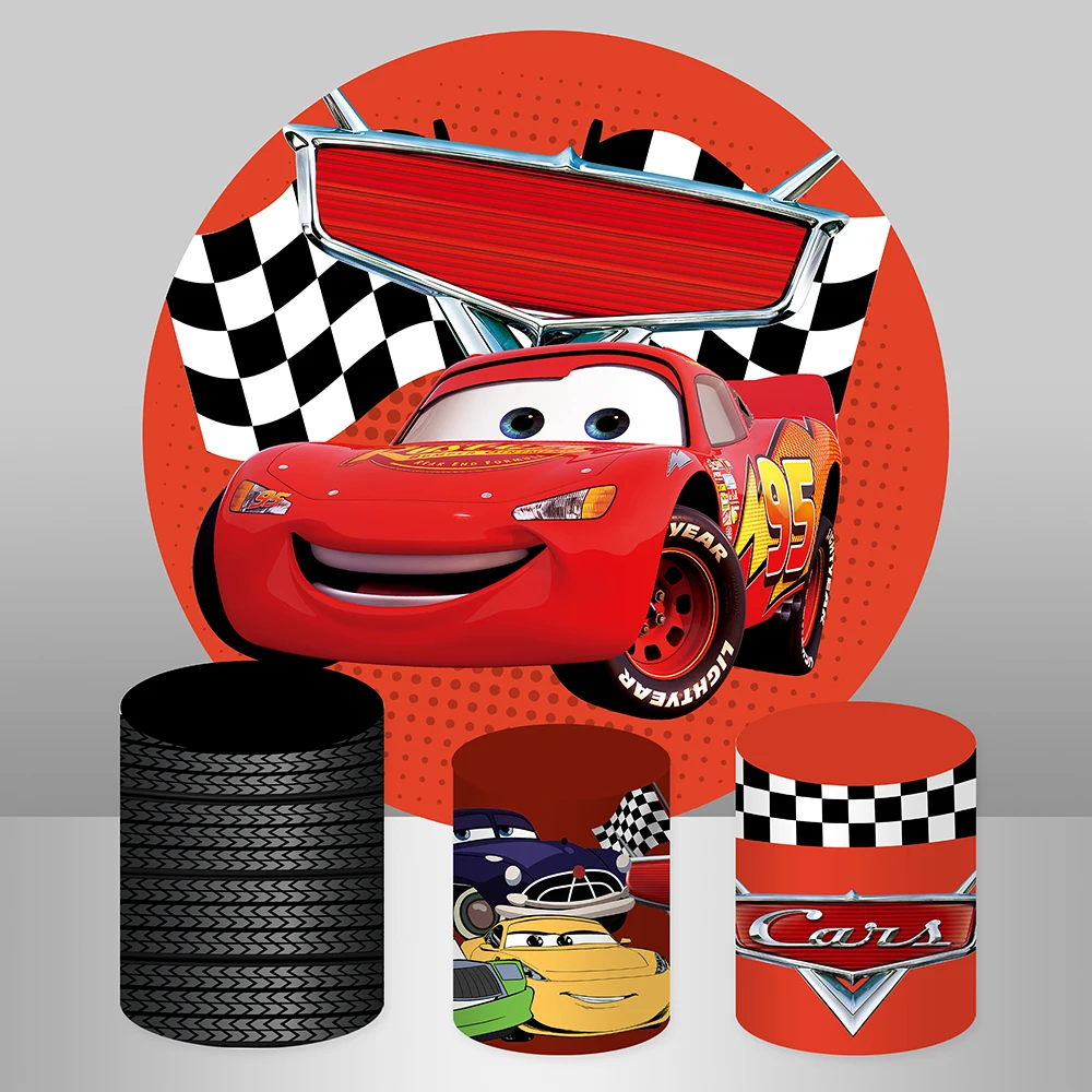 

Тематические круглые фоны Disney с машинами Маккуин для мальчиков на первый день Рождения Вечеринка круглый фон для фотографий наволочки на заказ