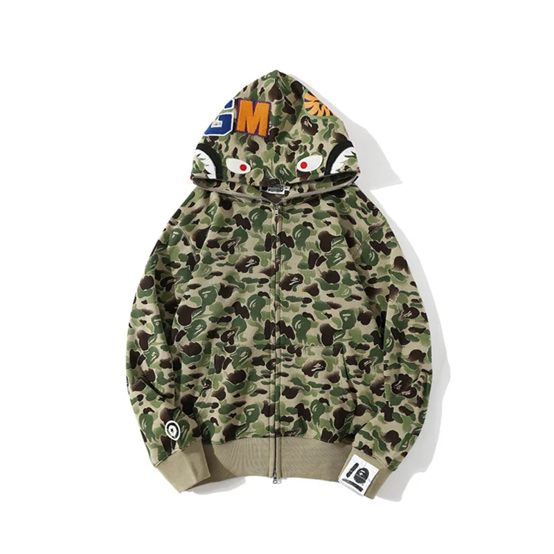 

Men's and Women's Same Ink Camouflage Shark Thin Hooded Sweater Jacket Casual Fashion Street Wear