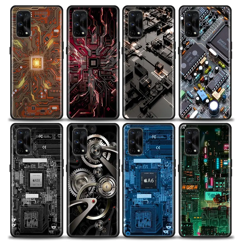 

Motherboard Circuit board Phone Case for Realme 5 6 7 X7 X50 5G Pro Case Ultra 7i C3 C11 C15 XT Soft Silicone Cover