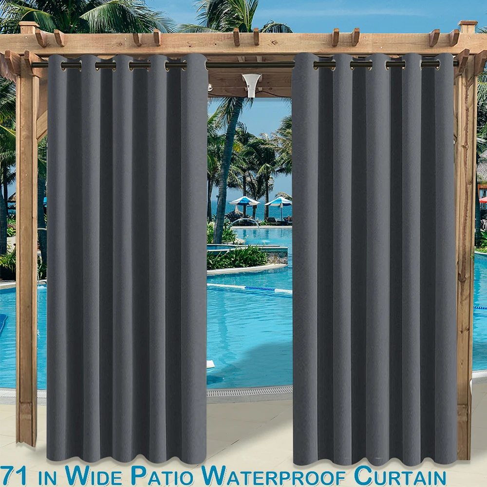 

Large Patio Waterproof Curtain Outdoor Thermal Insulated Blackout Window Drapes Eyelets Garden Panels Curtains for Porch Pergola