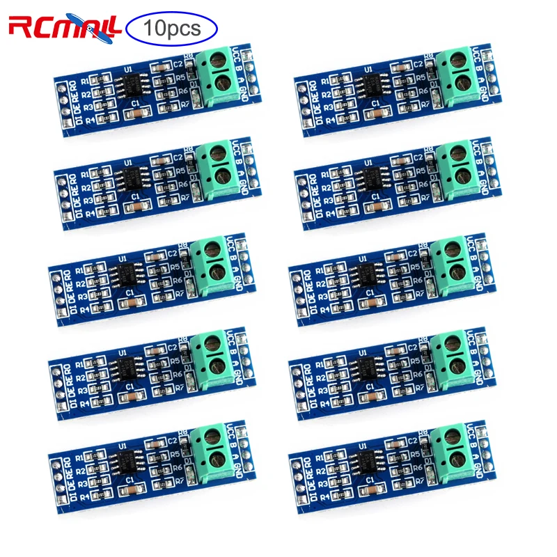 10 шт., модуль трансивера RCmall MAX485 RS485, TTL UART, серийный для фотомодуля для Arduino Raspberry Pi