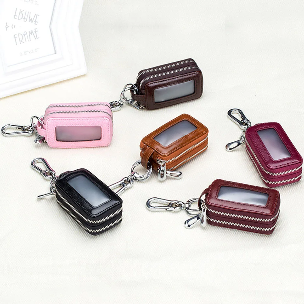 

Genuine Leather Key Wallets Women Zipper Car Key Wallet Man Multifuctional Key Case High Quality Housekeeper Key Holders