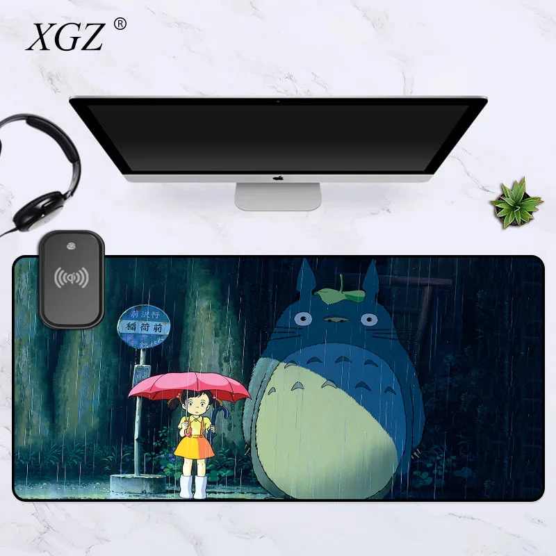 

Игровой коврик для клавиатуры беспроводной зарядный коврик для мыши Totoro, компьютерный коврик для мыши, игровые блокноты для записей для дев...