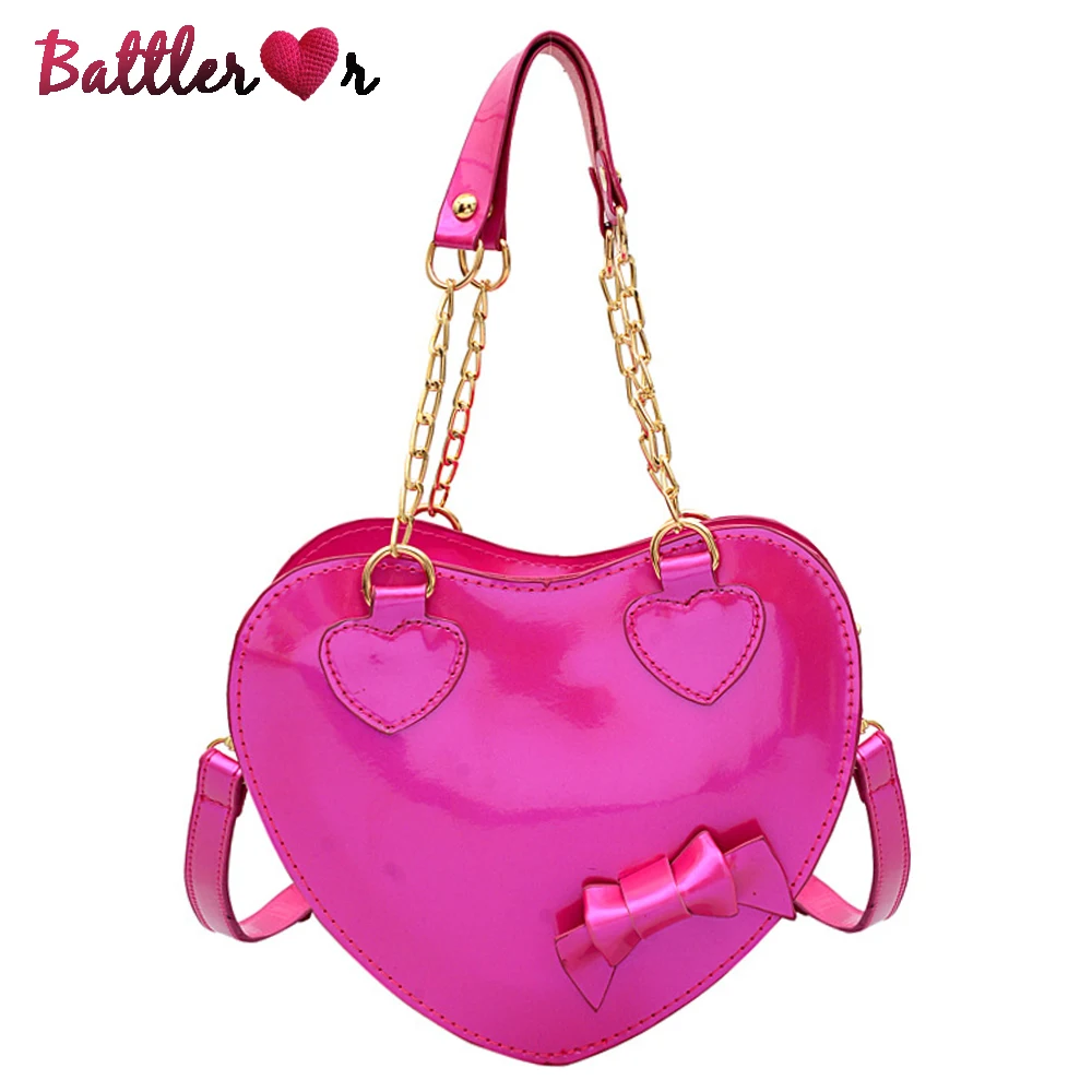 

Lolita Love Heart Jelly Shoulder Bag For Women Bow Heart Crossbody Bag Ladies Handbag And Purse Bolsa Feminina Red Messenger Bag