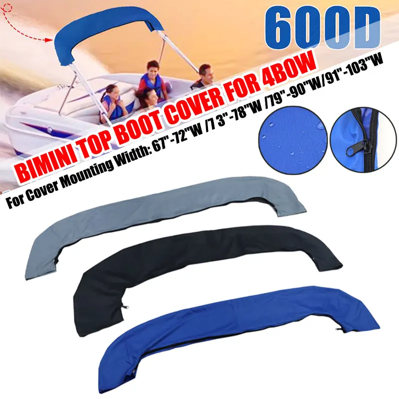 600D крышка лодки 4Bow Bimini Top Замена холста с молнией без рамки морская крышка Анти УФ для V-Hull Jon центральная консоль лодка