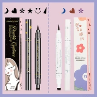 2in1 waterproof liquid eyeliner starry stamp quick drying non blooming color stamp liner pen long lasting double head eye liner