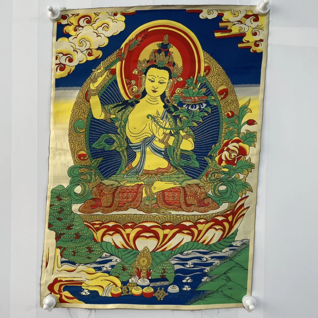 

Высокоточная вышивка танка Бодхисаттва Гуаньинь фрески домашние ремесла декоративная живопись изысканное мастерство