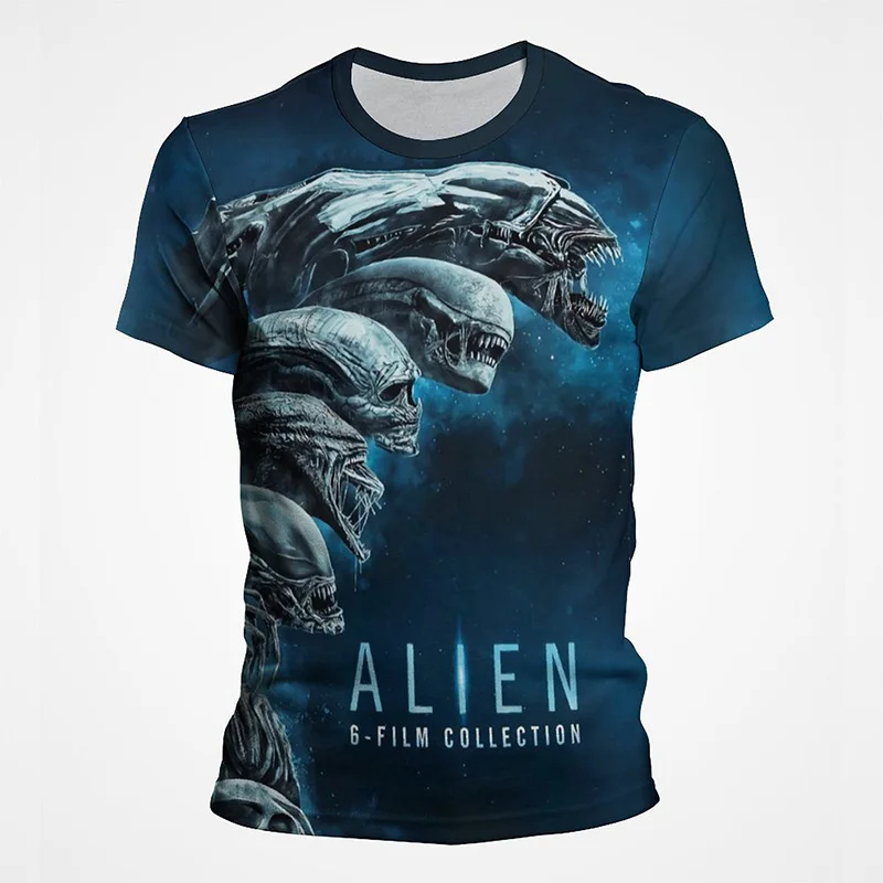 

Новая модная футболка с инопланетянином, футболка с 3D принтом из фильма, уличная одежда для мужчин и женщин, популярная футболка с круглым вырезом и коротким рукавом, топы с ужасами и хищниками