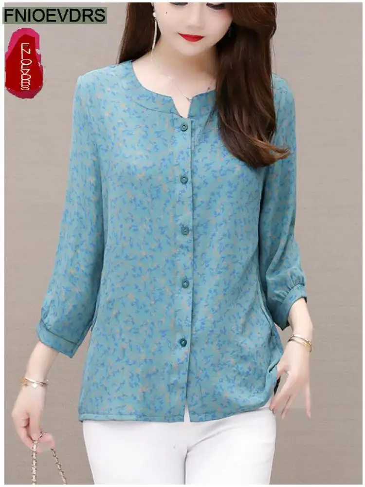 

Button Shirts 2022 Woman Summer Single-Breasted Pink Purple Blue Office Lady Casual Retro Vintage Tops Blusas