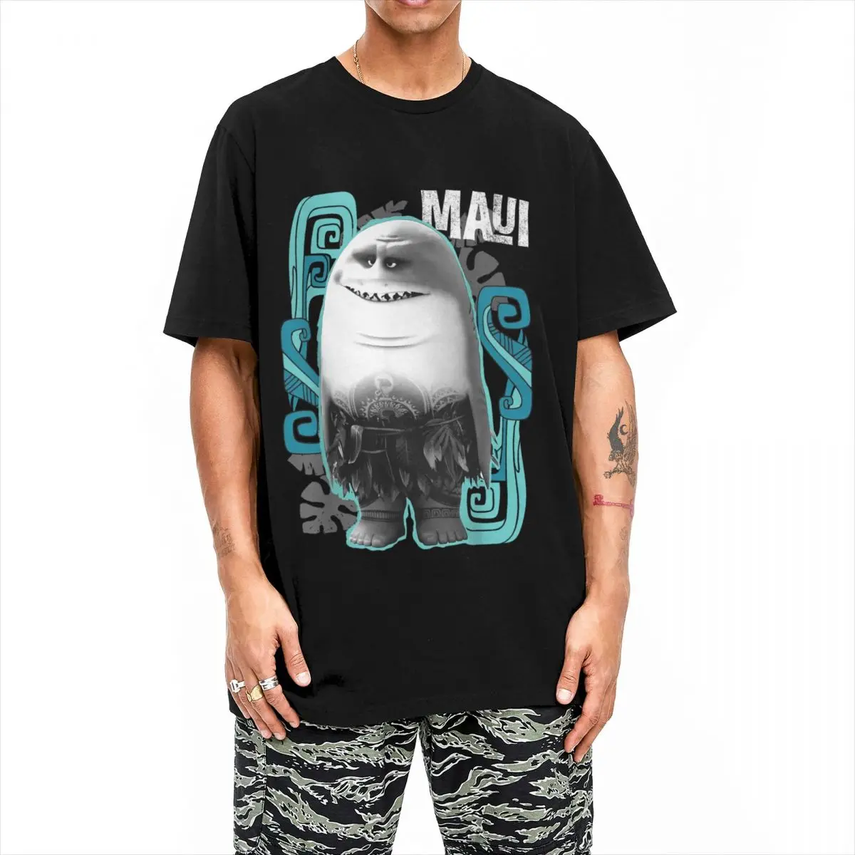 Футболки Moana Maui Half Shark для мужчин и женщин забавная хлопковая Футболка с круглым