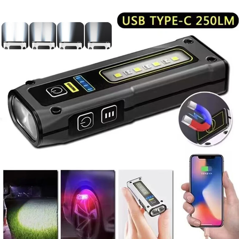 

Многофункциональная портативная мини-вспышка с COB матрицей, рабочий светильник с двойным источником света, мощная магнитная лампа, аварийн...