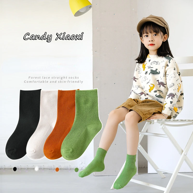 

Spring Autumn Fashion Middle Tube Socks Kids Knit Cotton Soft socks for Baby Boys Girls Children Slouch Socks 1-12 Years Old