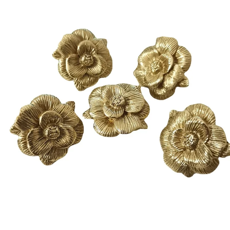 Современные ручки в форме розы золотые Твердые Латунные Ручки для дверей шкафов