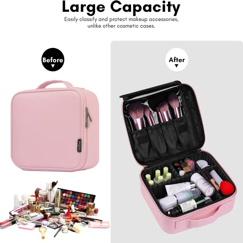 Makeup Organizer  Makeup Case Travel Makeup Bags Organizer for Women Professional  Cosmetic Bag Train Case Box Storage Pink Port