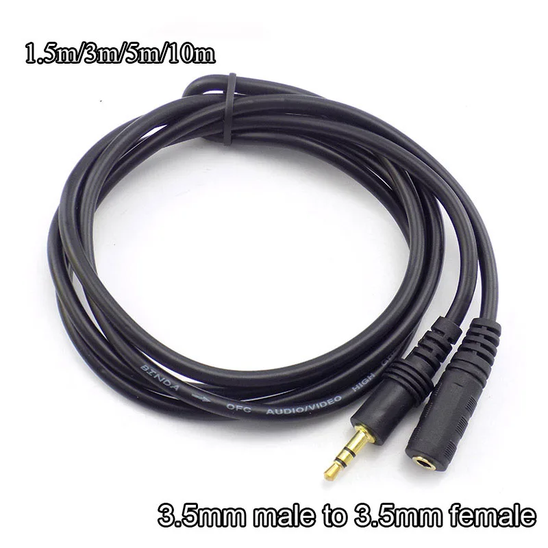 1.5/3/5/10M 3.5mm Stereo Male to Female Audio Extension Cable Cord for Headphone TV Computer Laptop MP3/MP4 Earphone H10