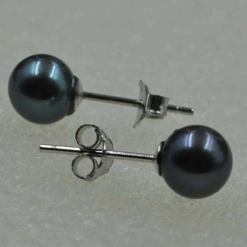 

20 pairs AAA 6mm round mix black pearl s925 studs earrings peacock red blue green mixed