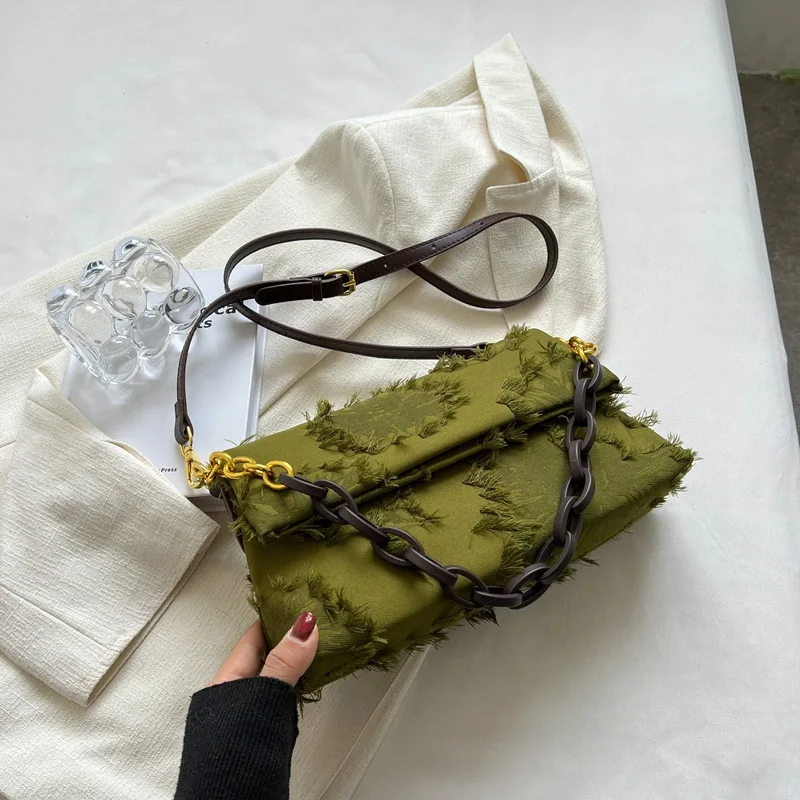 

Изысканные Жаккардовые Женские сумки через плечо, 3 цвета, модные квадратные сумки с цепочками под подмышки, Женская холщовая сумка-мессенджер