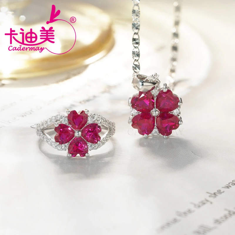 CADERMAY Лабораторный рубин подвеска из серебра S925