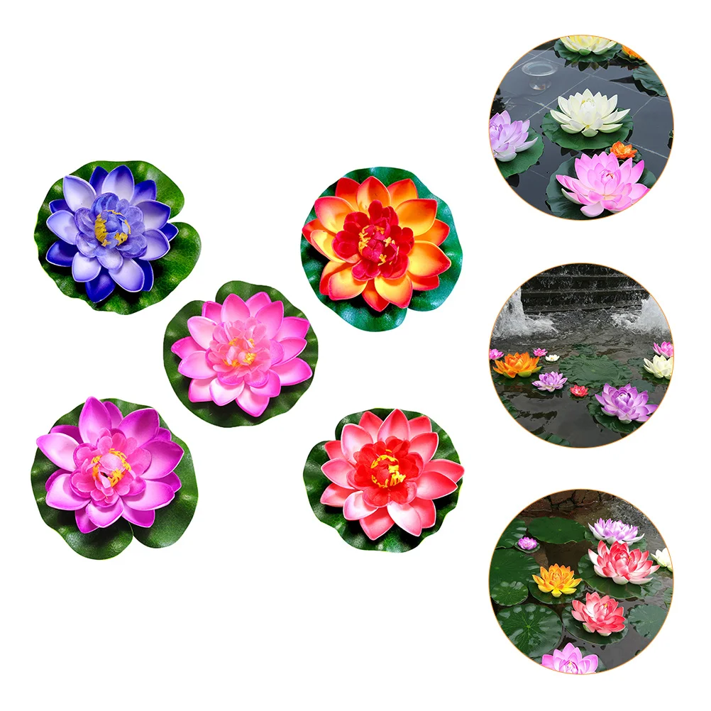 

Lotus Floating Flower Pond Fake Tanklily Flowers Pads Artificialwater Pad Ornaments Greenery Leaves
