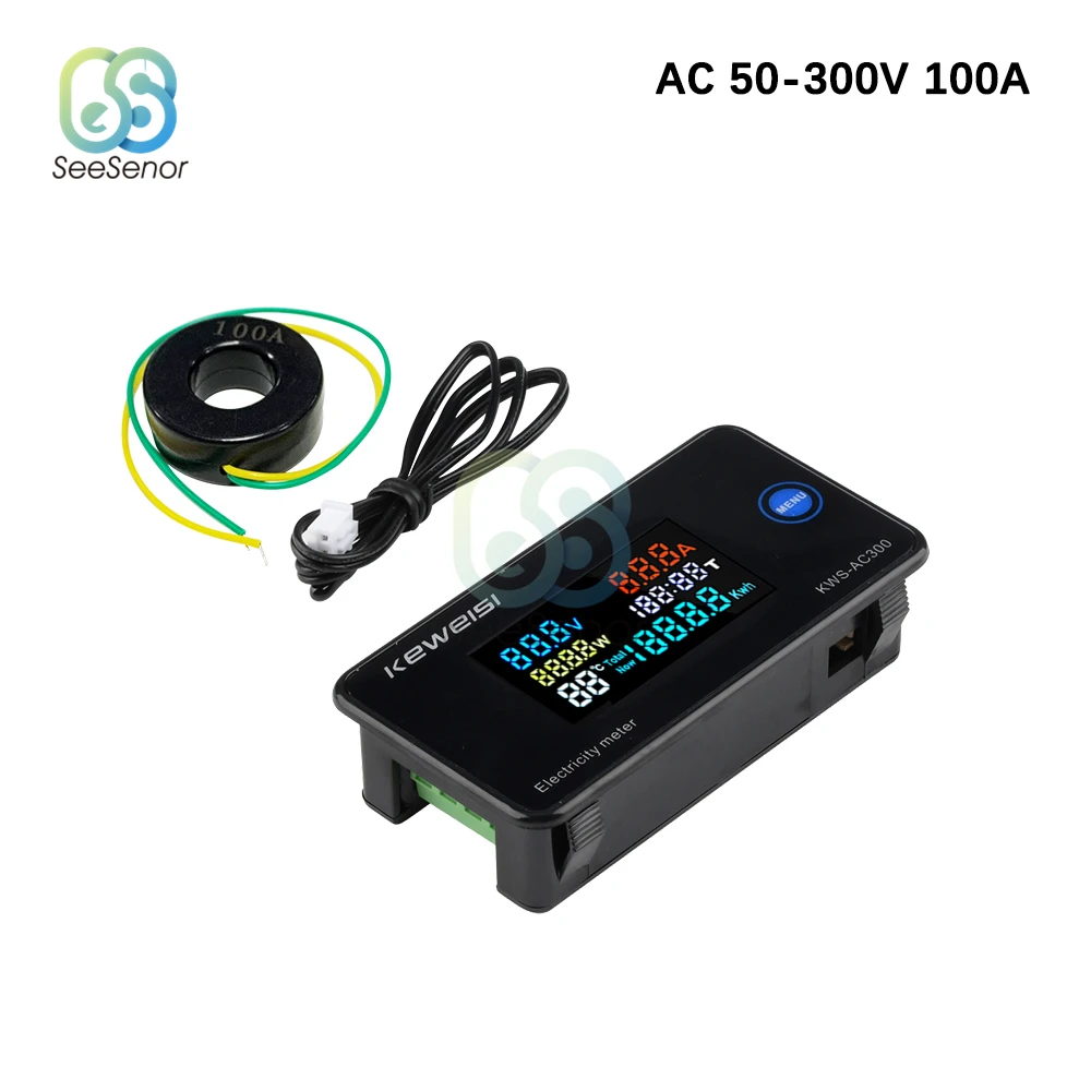

KWS-AC300 Digital Voltmeter Ammeter AC 50-300V 45-65Hz Voltage Current Power Energy Meter LED AC Wattmeter 0-100A Detector