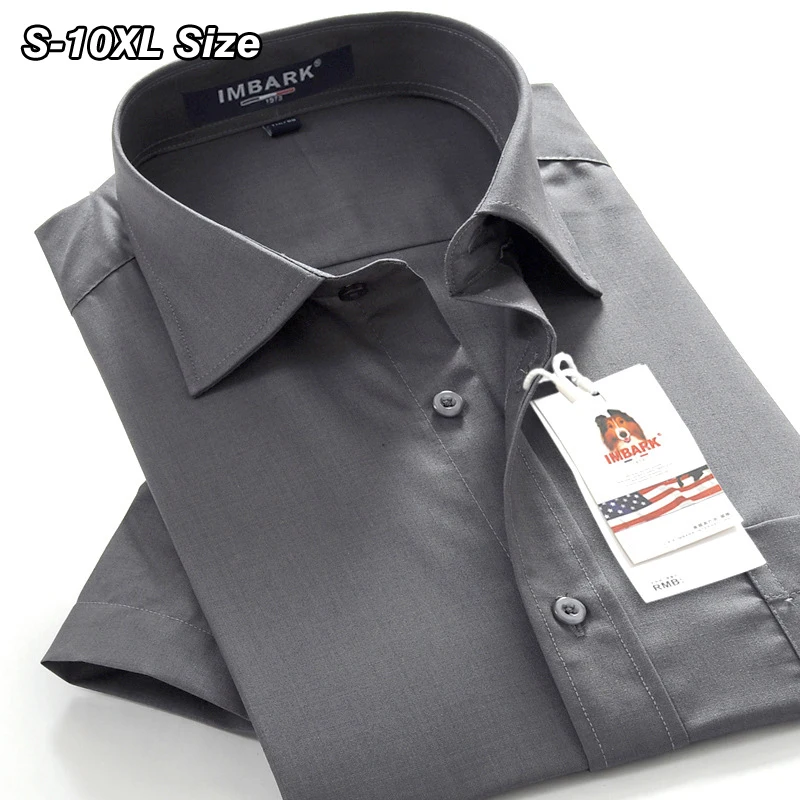 Plus Size Men's Short Sleeve Shirts Summer Classic Loose Business Wedding Party Dress Professional Clothing 7XL 8XL 9XL 10XL