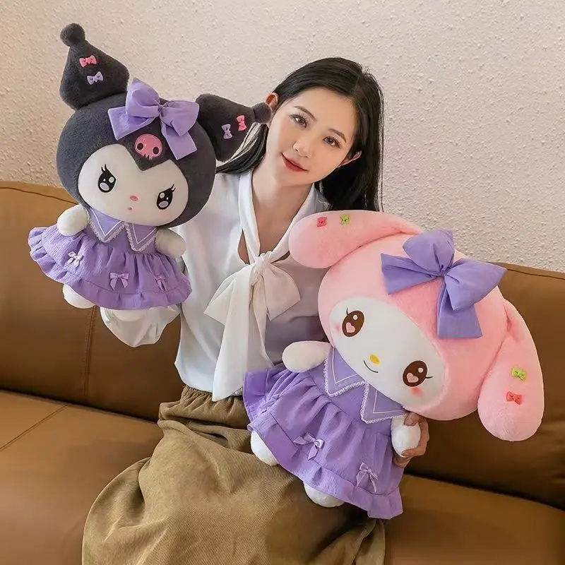 Фото Мягкая подушка-обнимашка Kuromi My Melody для детей, милая мультяшная кукла, подушка для дивана, прикроватная подушка для спальни, кукла-обнимашка с бантом для девочек, детский подарок №1