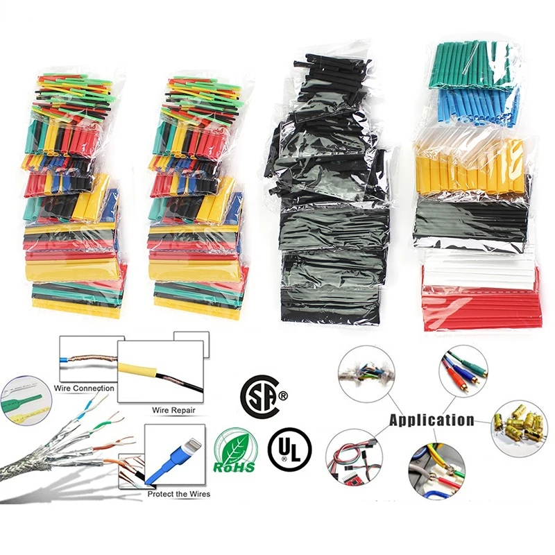 

164-280PCS 2:1 Heat Shrink Tubing Kit Electrical Connection Wire Cable Insulation Sleeve Termoretractil Waterproof Shrink Tubing